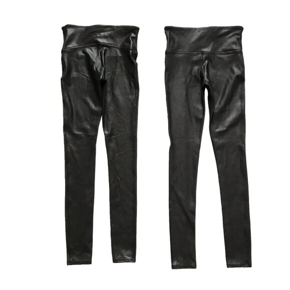 Spanx Faux Leather Leggings Womens Small Black Stretch High Rise Ankle Lot of 2 - Picture 4 of 11